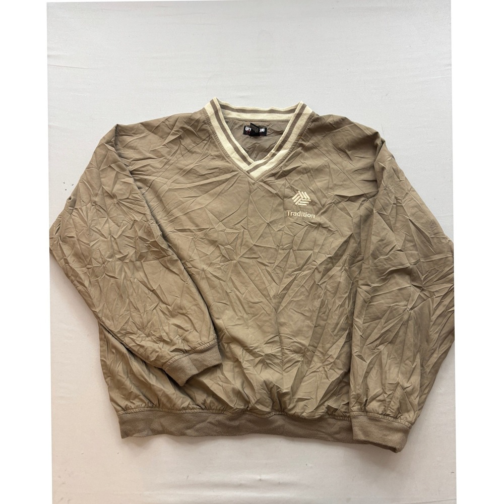UltraClub Collection Mens XL Tan V-Neck Windbreaker Tradition Golf Jacket
